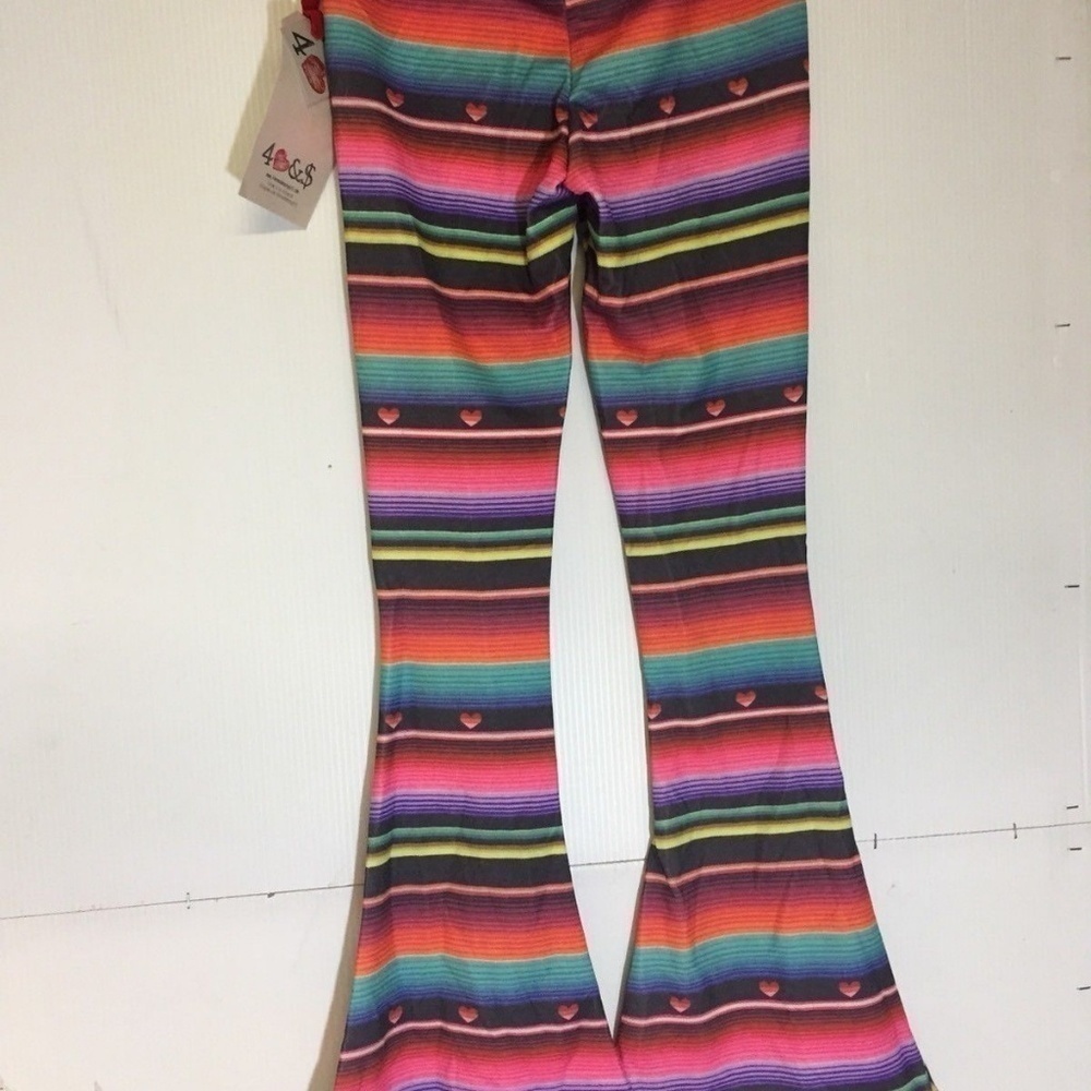 4 Love & Money Girls Skinny Flair Stripped Pant - Picture 2 of 12